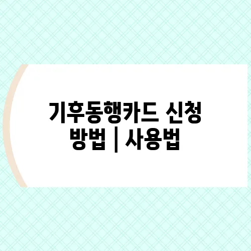 기후동행카드 신청 방법│사용법