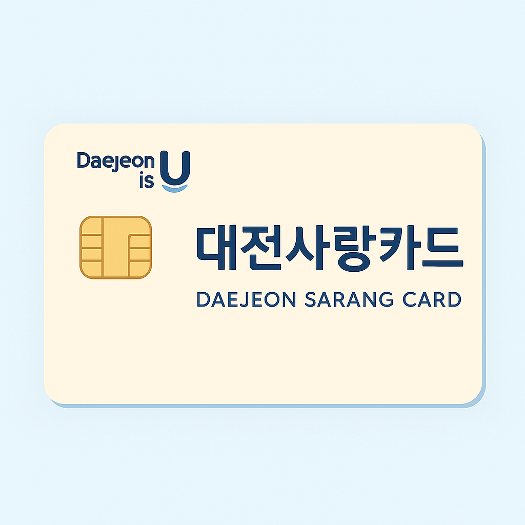 대전사랑카드를 단순화한 일러스트 디자인, 칩과 로고가 포함된 카드 이미지