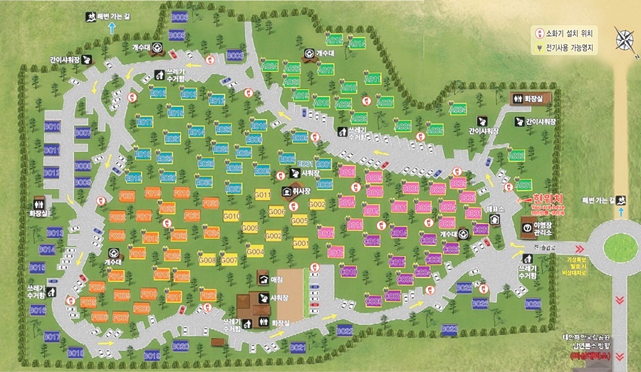 홈페이지에 나온 몽산포 자동차 야영장의 상세 배치도