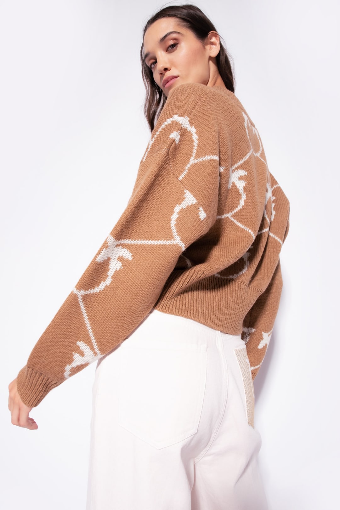 Cropped Monogram jacquard pullover / PINKO