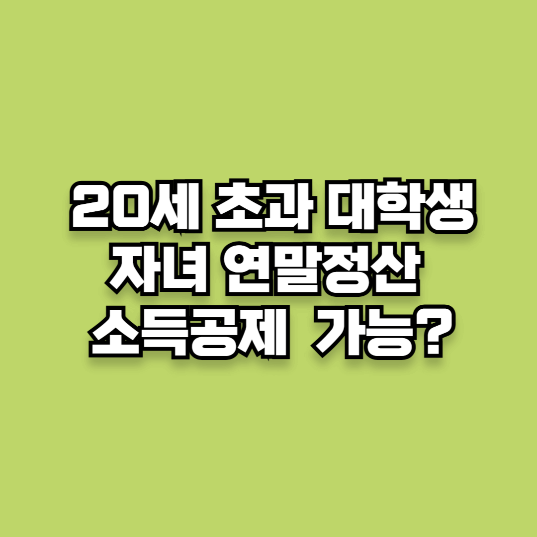 20세 초과 대학생 자녀 연말정산 소득공제 받을 수 있나?