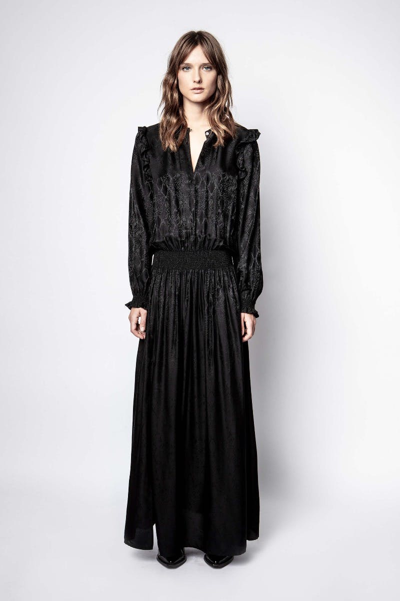 ZADIG 쟈딕앤볼테르 (창고정리) 실크혼방 Roar Jac 파이톤 블랙 맥시 롱 원피스