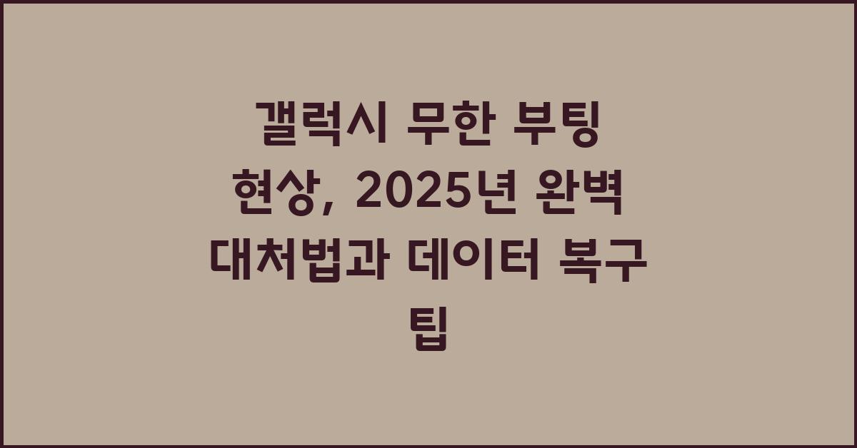 갤럭시 무한 부팅 현상, 완벽 대처법