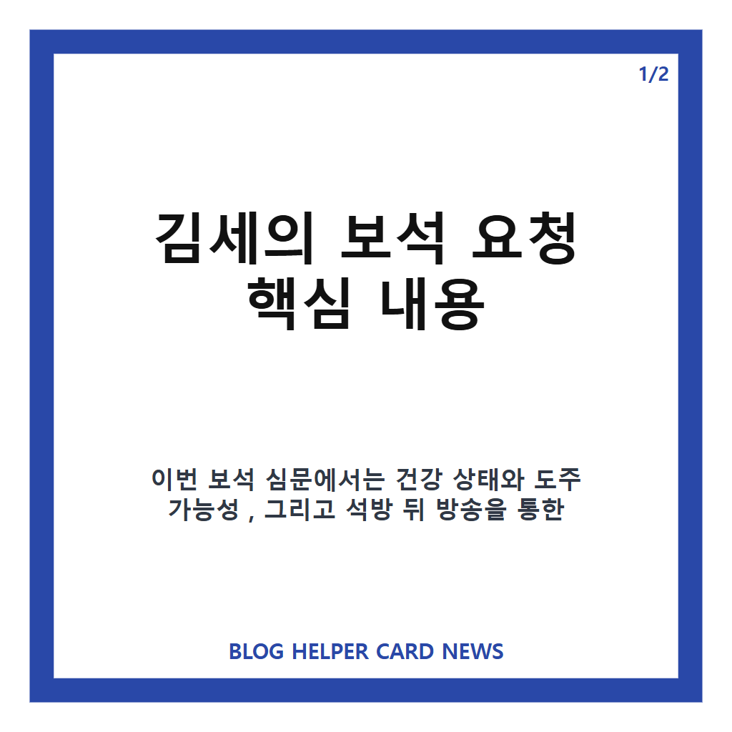 김세의 보석 요청, 법정 주장과 검찰 반대 이유 정리 카드뉴스 1