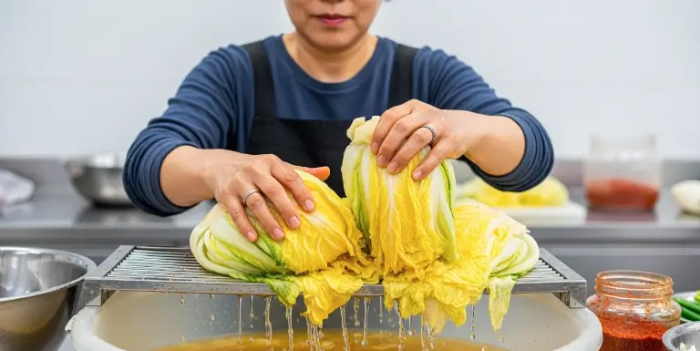 절임배추 물빼는 과정