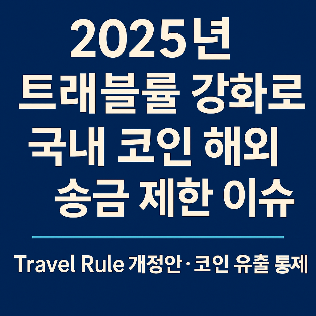 2025년 트래블룰 강화로 국내 코인 해외 송금 제한 이슈를 다룬 콘텐츠 썸네일 이미지