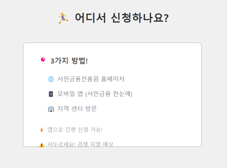 서민금융 어디서 신청