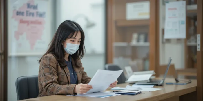 의료비 지원 서류 제출하고 있는 모습