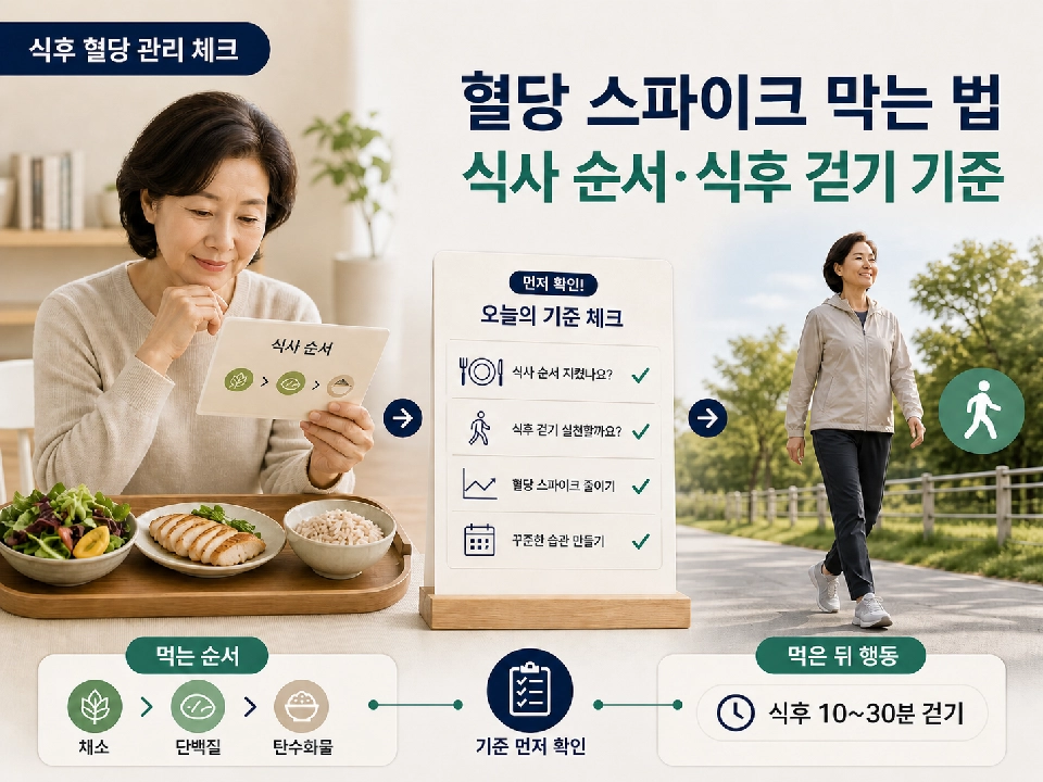 혈당 스파이크 막는 식사 순서, 식후 걷기까지 같이 보는 법