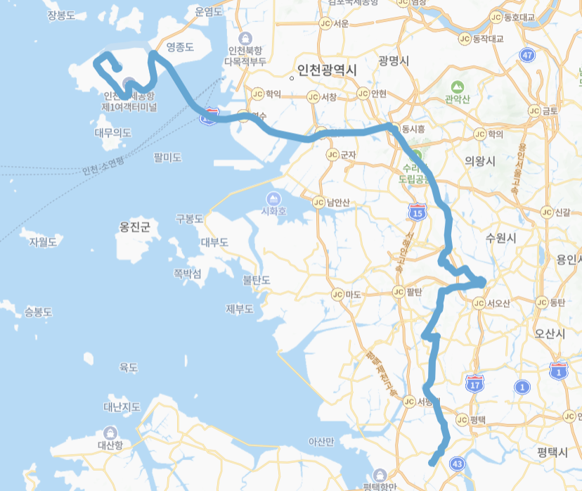 인천-평택-화성-8835번-버스-노선-지도