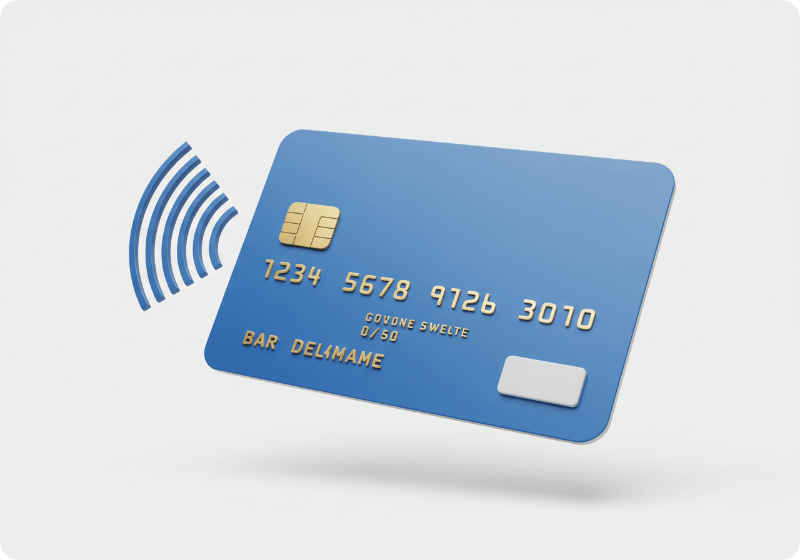 등록된 카드로 비접촉 탭 결제하는 NFC 결제 아이콘