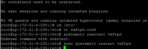변경 사항을 저장하고 vsftpd 서비스를 재시작합니다.