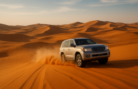 4륜 구동 차량으로 사막 액티비티를 즐기는 관련 사진
