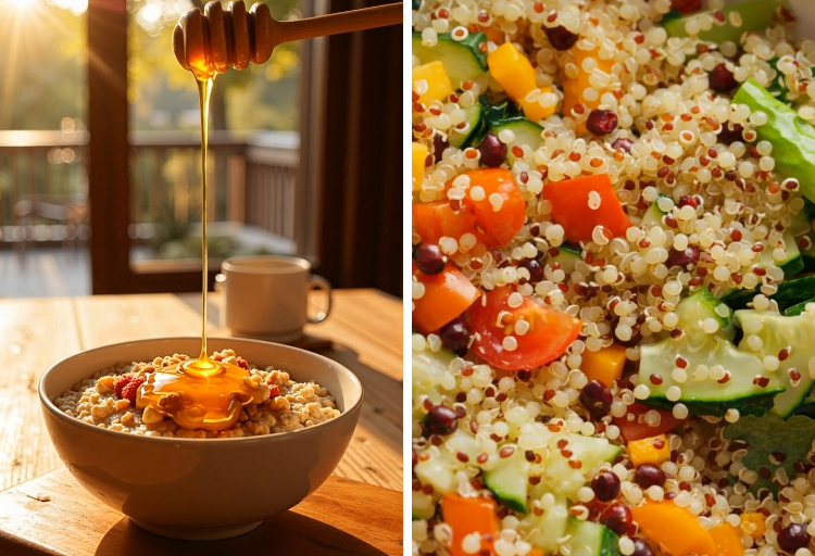 건강한 오트밀 볼 레시피와 퀴노아 샐러드 관련