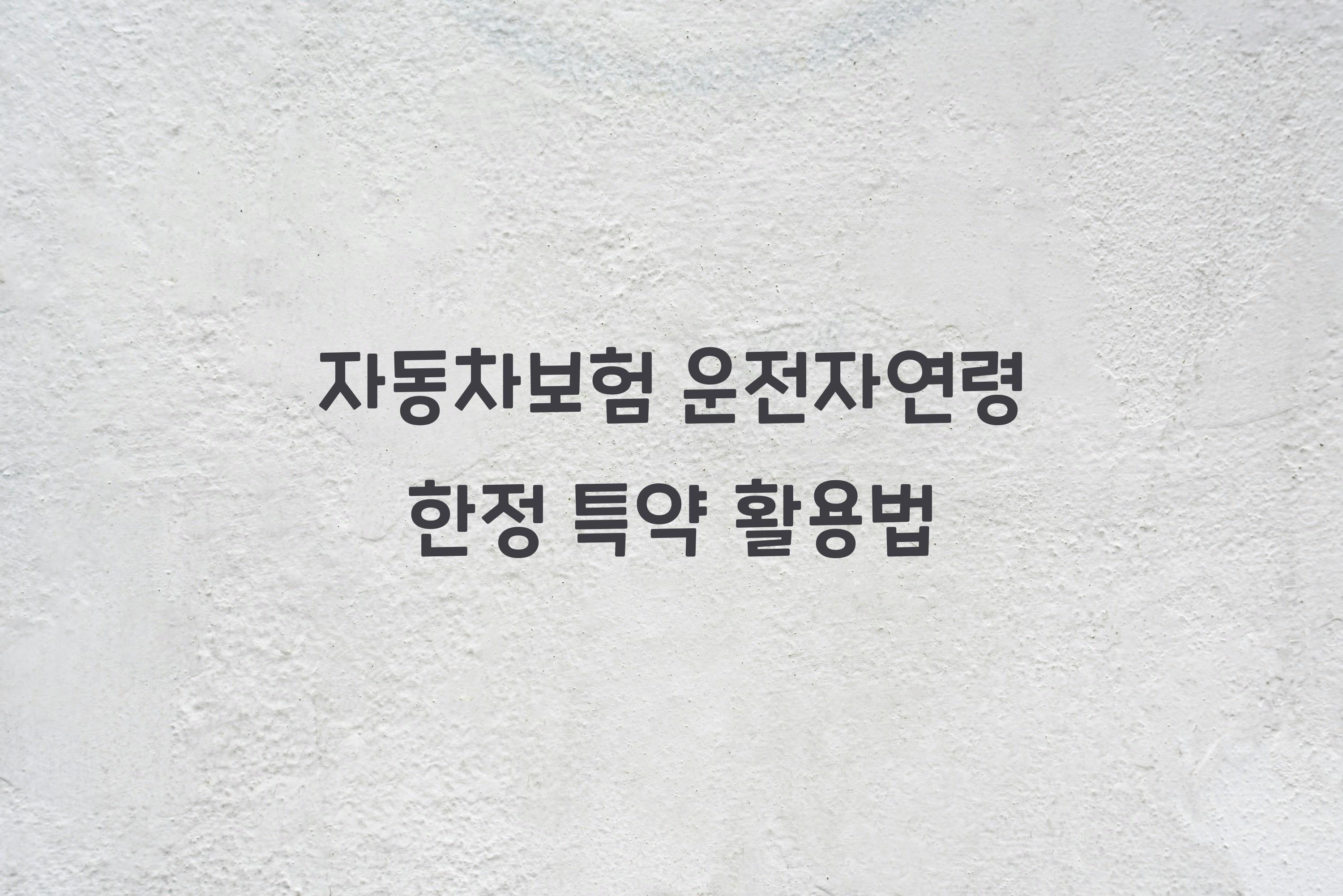 자동차보험 운전자연령 한정 특약