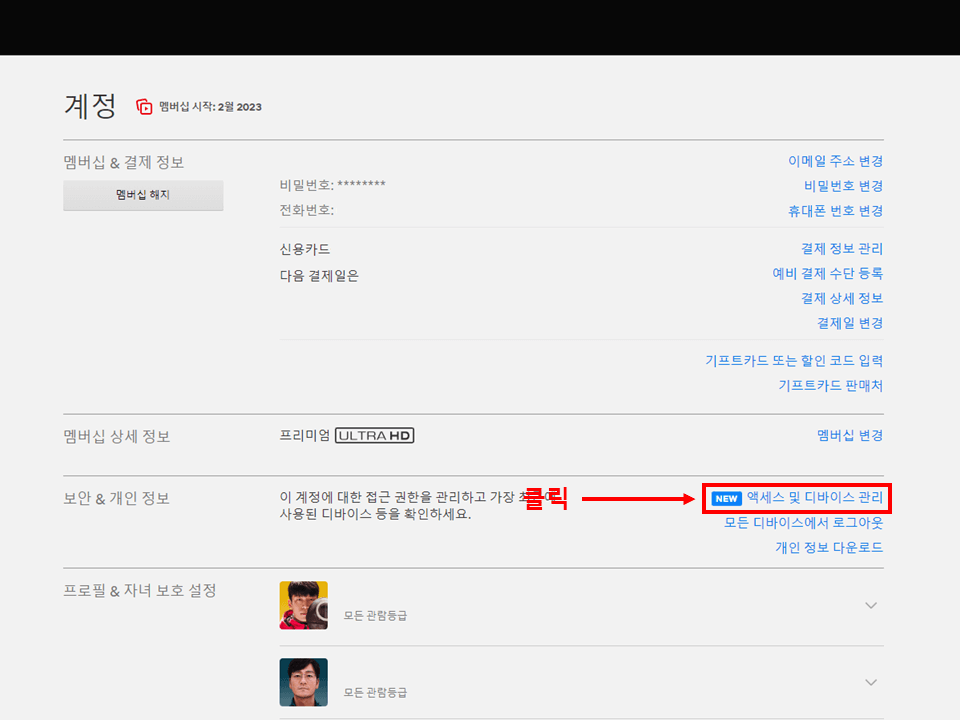 넷플릭스 에러코드 17377 해결방법 계정 화면