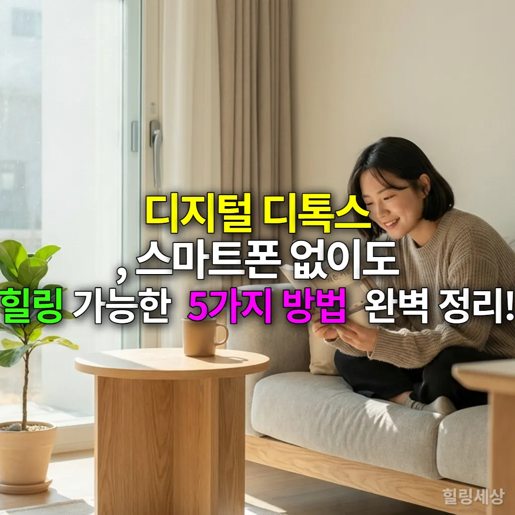 스마트폰 대신 책을 읽으며 평온하게 휴식하는 젊은 여성의 모습