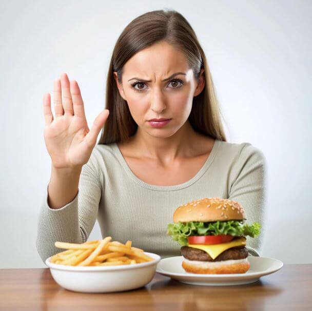 당뇨병 환자에게 햄버거를 먹으면 안된다고 하는 여성