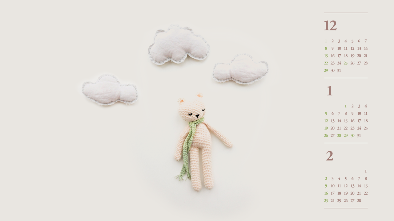 07 곰돌이 인형 B - 2025년1월 노트북배경화면