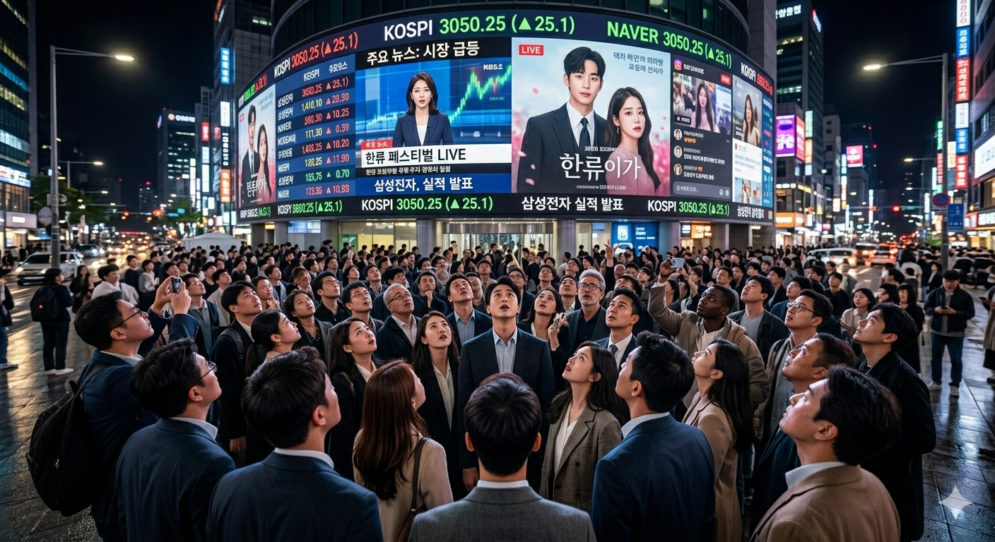 코스피 지수를 보고 있는 사람