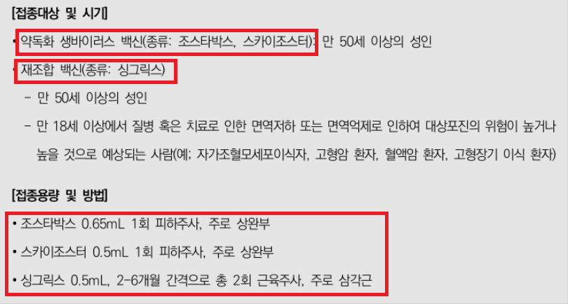 대상포진 예방접종