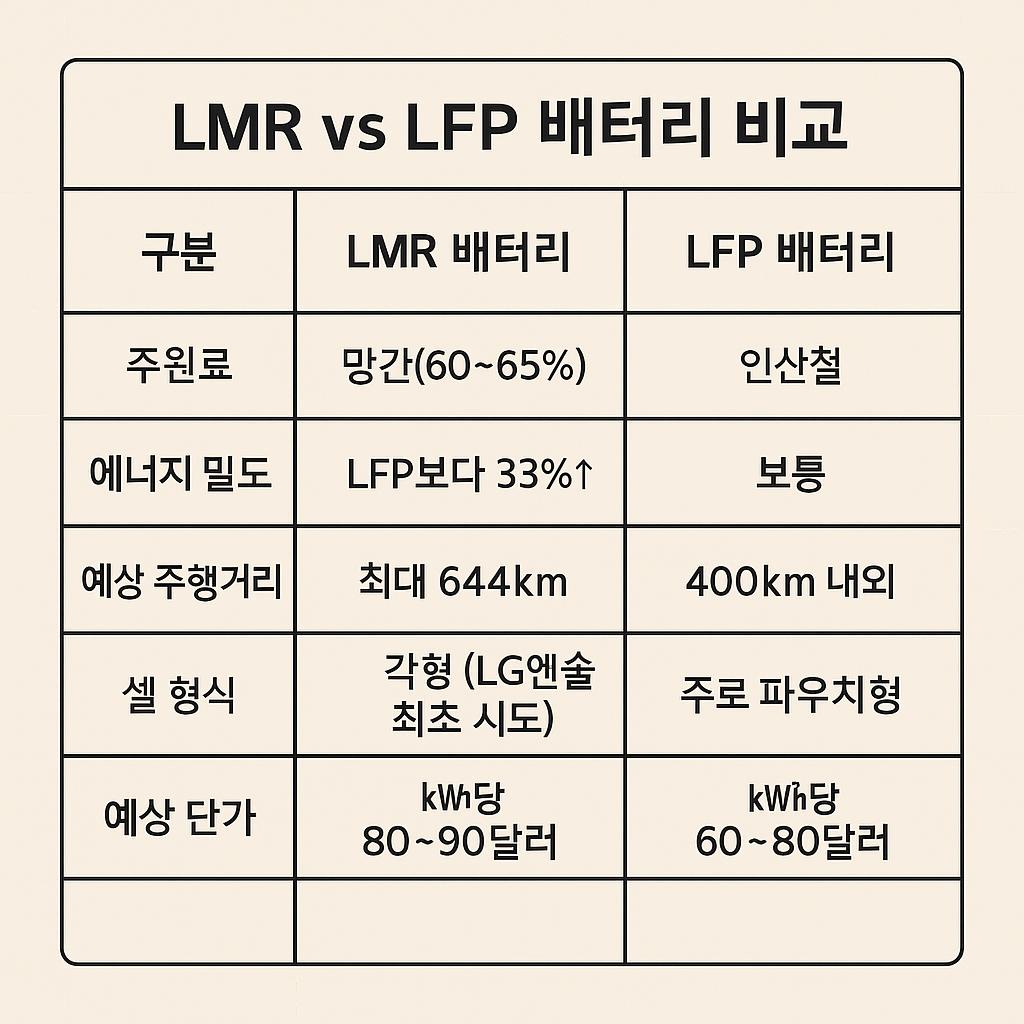 LMR배터리 NCM 배터리와 비교 사진