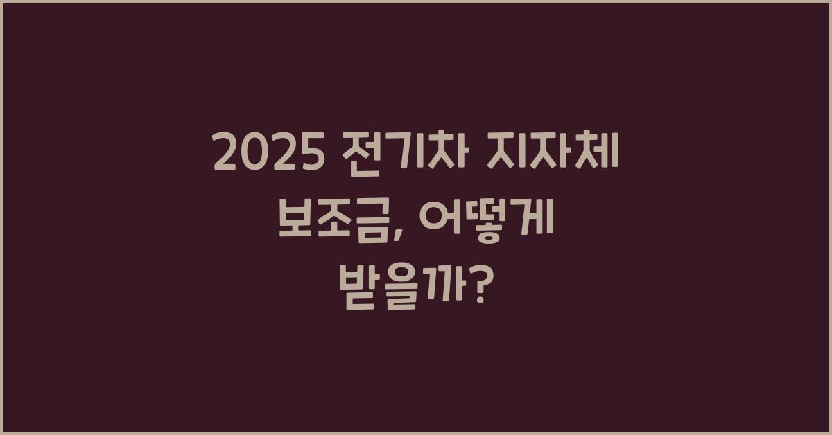 2025 전기차 지자체 보조금