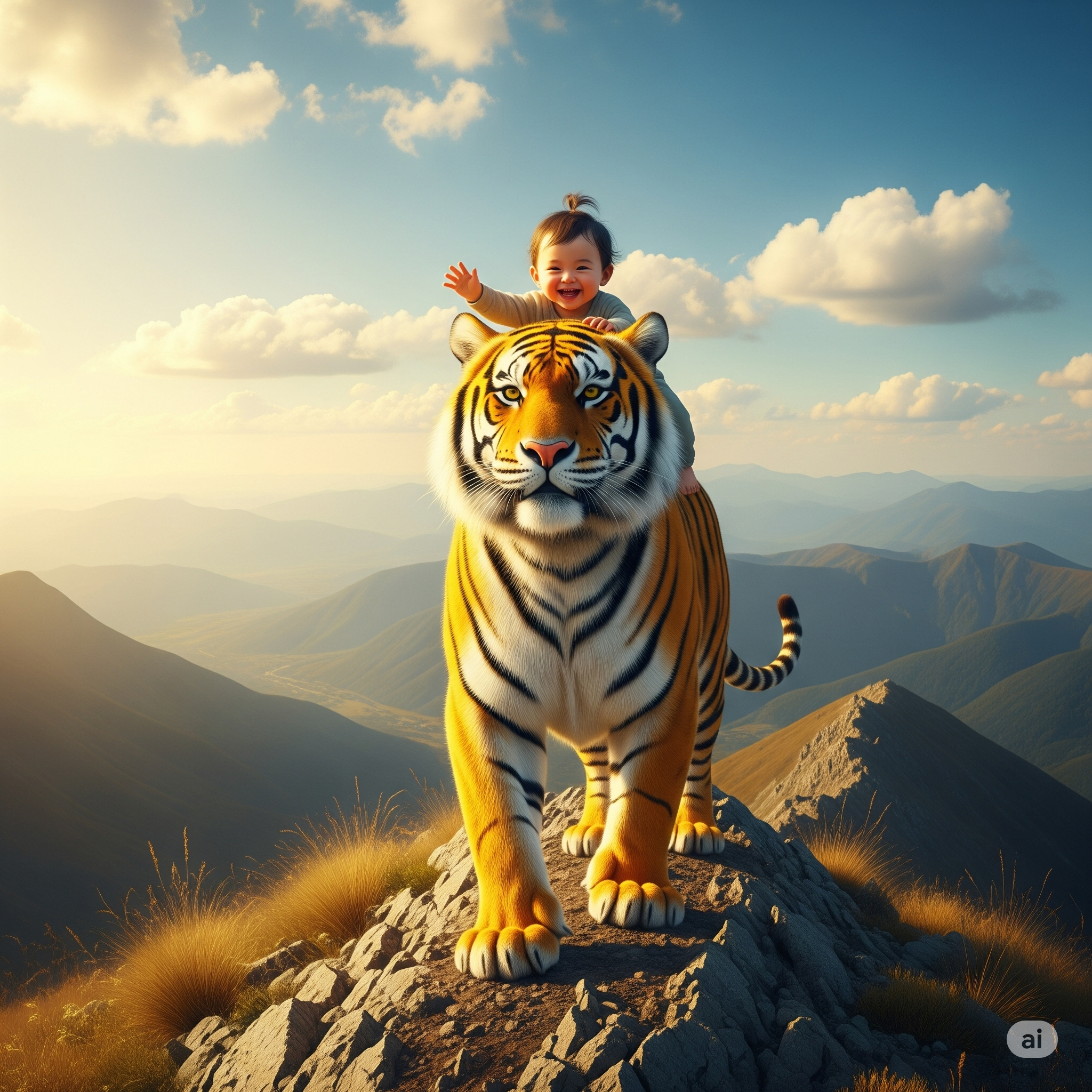 호랑이 등에 탄 아기