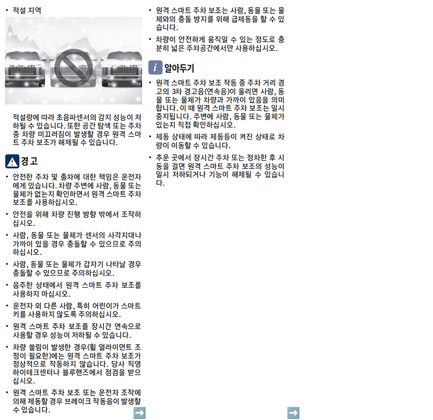 더 뉴 팰리세이드 - 원격 스마트 주차 보조 - 설명서