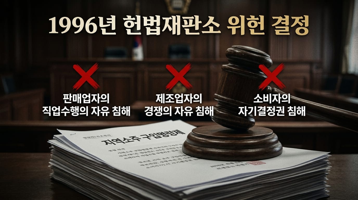 헌법재판소 자도주 의무구매제 위헌 결정 1996년 세 가지 위헌 이유 설명 인포그래픽