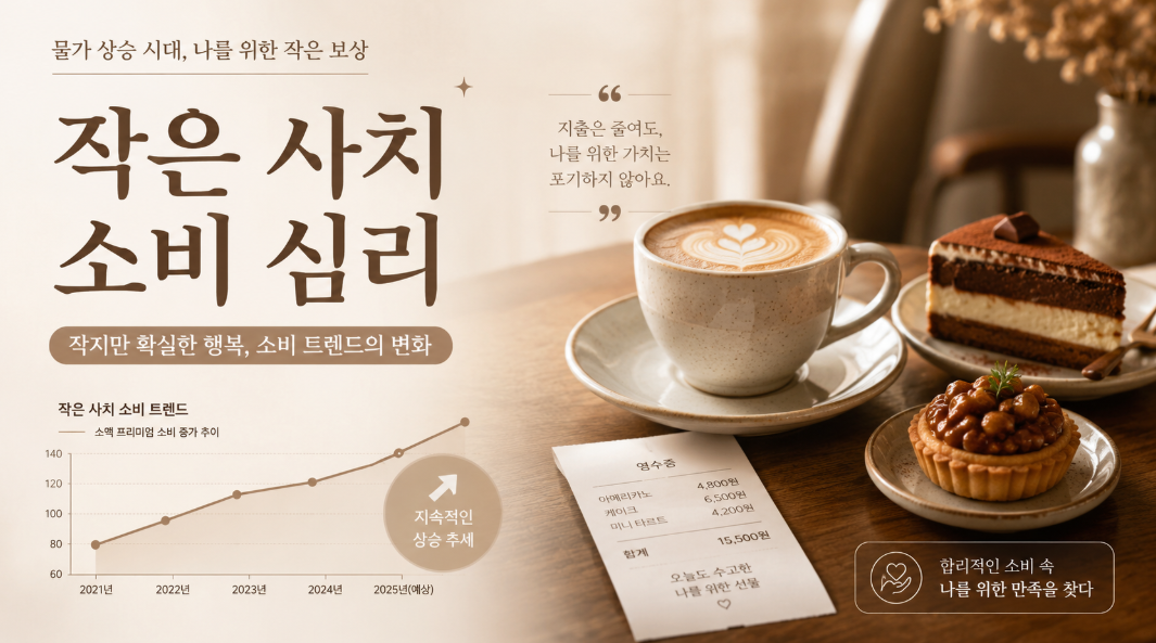 고물가 시대 커피값은 부담돼도 작은 디저트를 찾는 카페 소비 심리를 보여주는 이미지