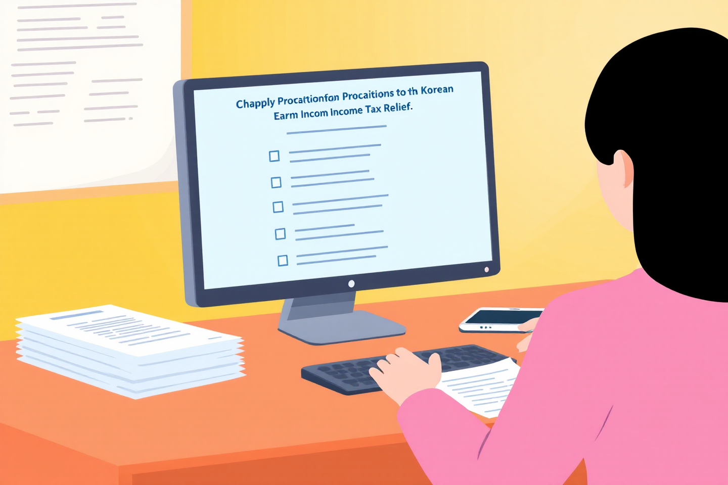 근로장려금 신청 시 유의사항을 체크하는 사람의 모습