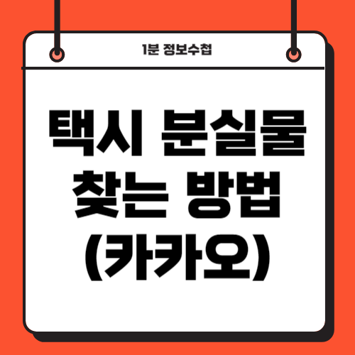 택시 분실물 찾기 카카오택시 개인택시