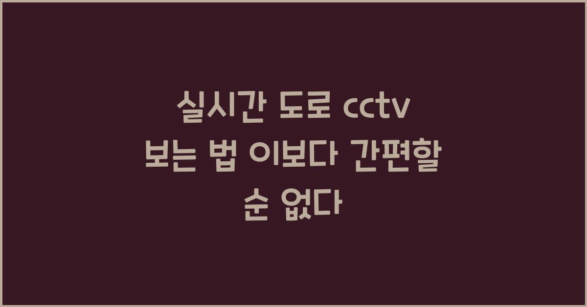 실시간 도로 cctv 보는 법