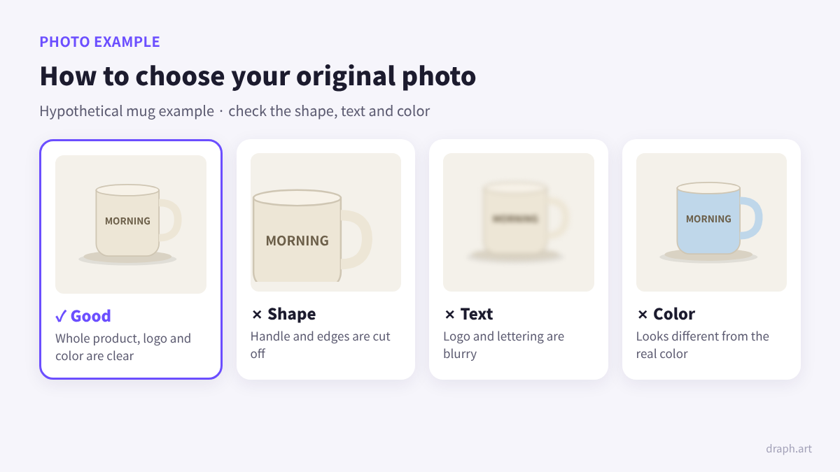 Hookable reviews product detail page guide: example of choosing an original photo by checking shape, logo and color