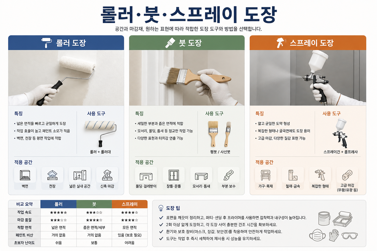롤러·붓·스프레이 도장
