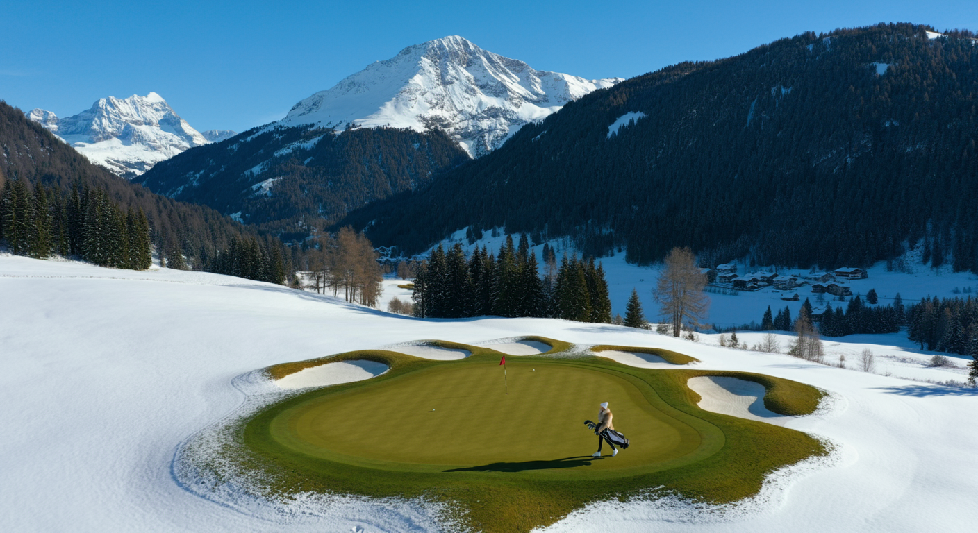 눈이 와있는 골프장