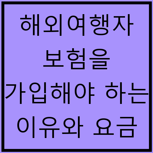 해외여행자 보험을 가입해야 하는 이유와 요금 비교