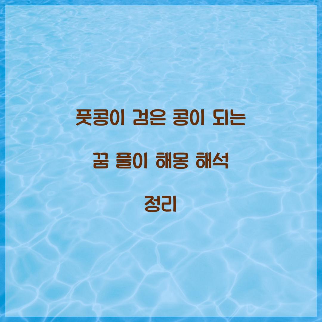 풋콩이 검은 콩이 되는 꿈 풀이 해몽 해석