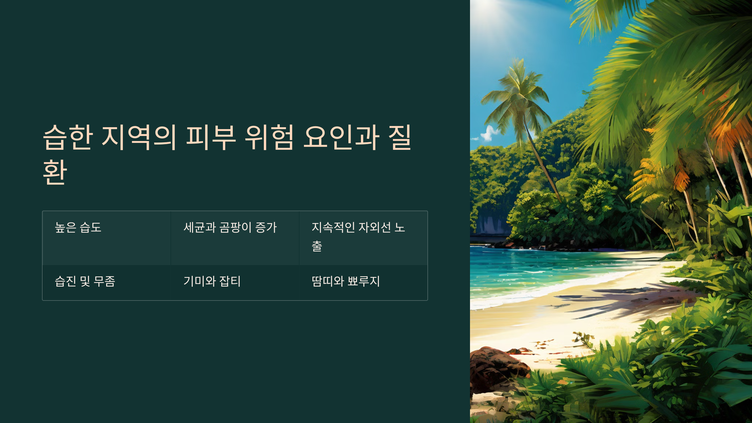 습한 지역의 피부 위험 요인과 질환