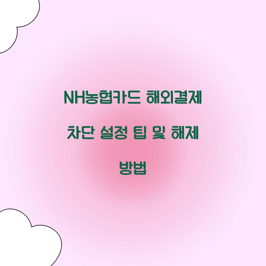 NH농협카드 해외결제 차단