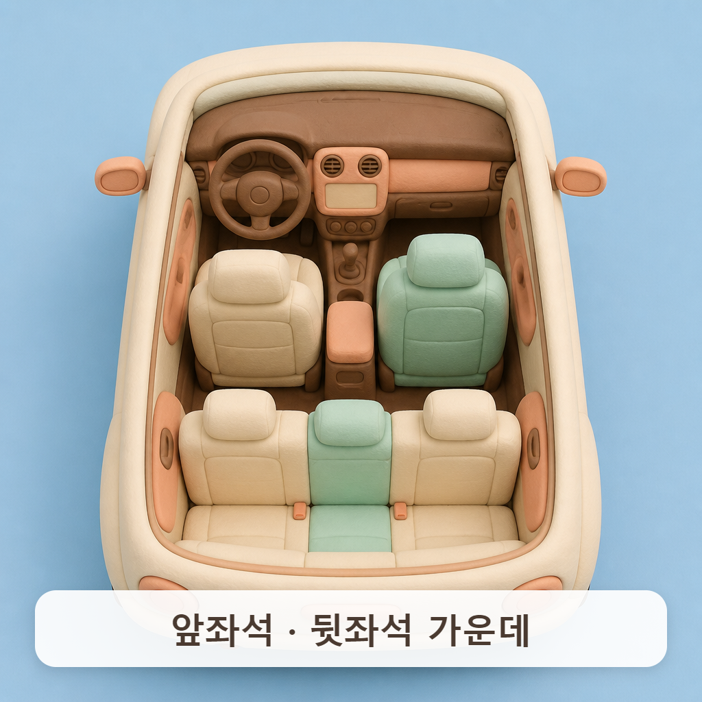 승용차 좌석 배치를 위에서 내려다본 그림