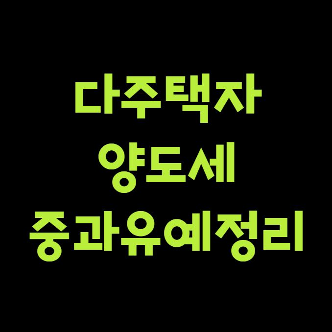 다주택자 양도세 중과유예 정리