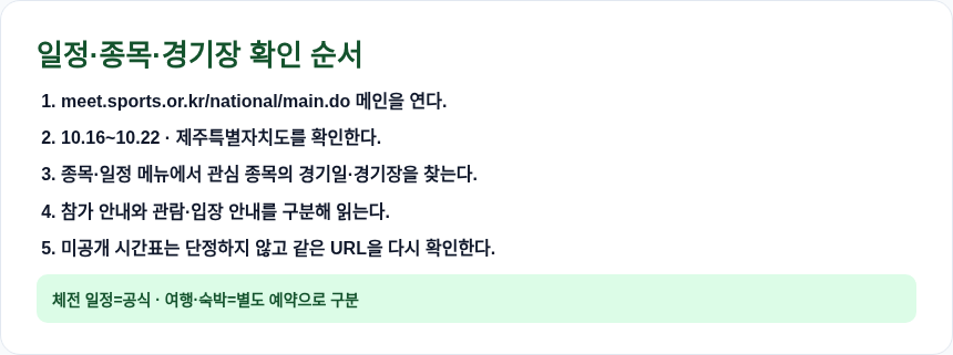 전국체전 일정&middot;종목 확인 순서