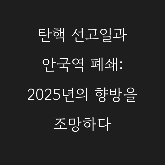 탄핵 선고일과 안국역 폐쇄: 2025년의 향방을 조망하다 대표 이미지