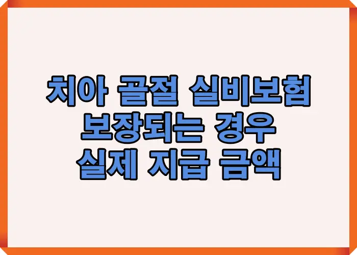 치아 골절 실비보험에서 보장되는 경우와 실제 지급 금액 기준을 한눈에 정리한 대표 인포그래픽