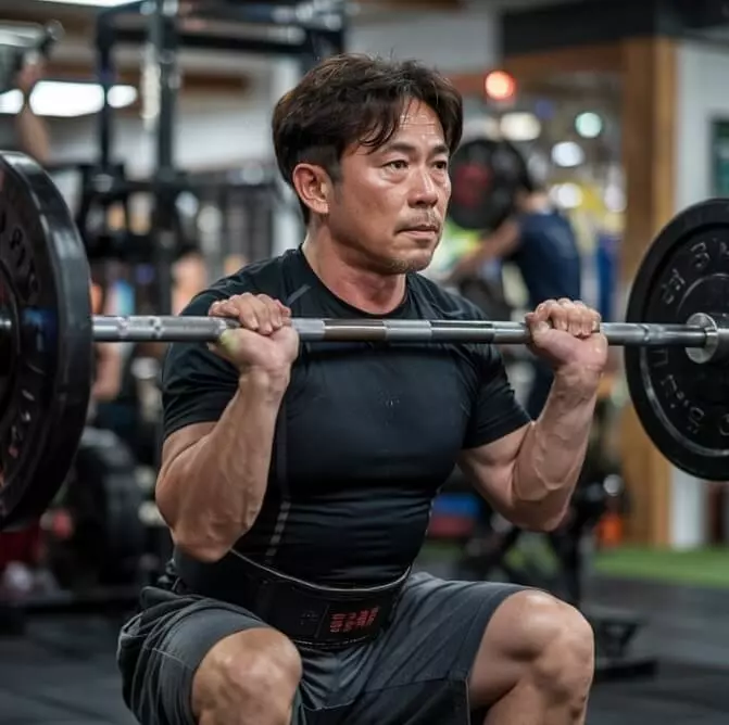 갱년기 극복을 위해 운동중인 50대 남성