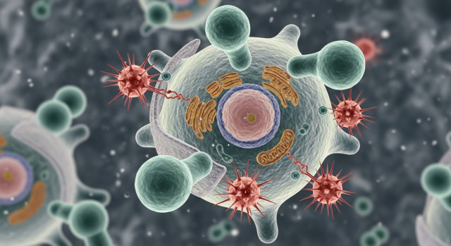 현미경 속 세포 보호 개념 이미지