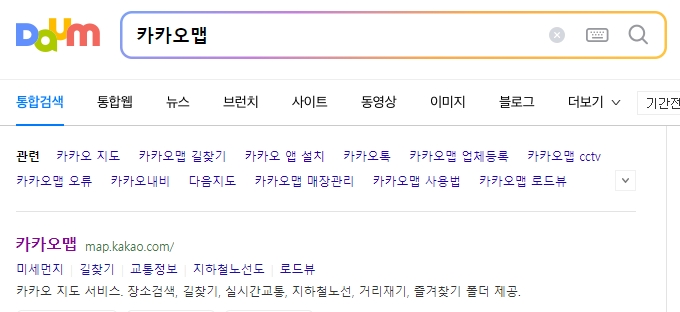 카카오맵 실행 화면