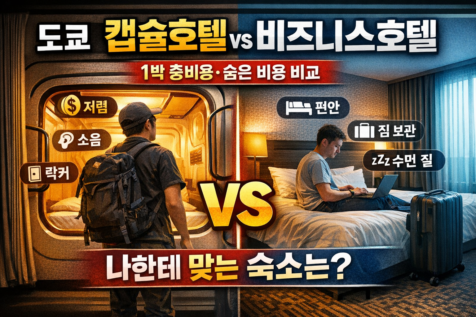 도쿄 캡슐호텔 vs 비즈니스호텔 비용 비교